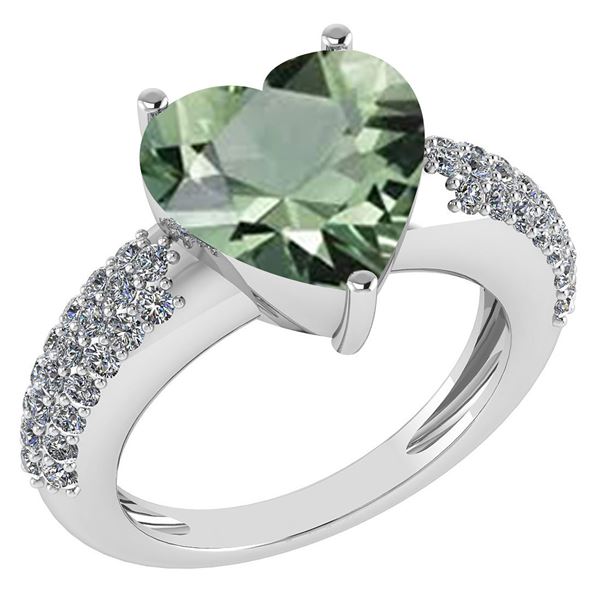Certified 5.31 Ctw Green Amethyst And Diamond VS/SI1 Ri