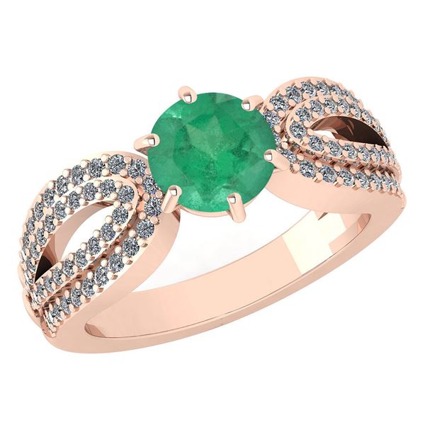 Certified 1.71 Ctw Emerald And Diamond Wedding/Engageme