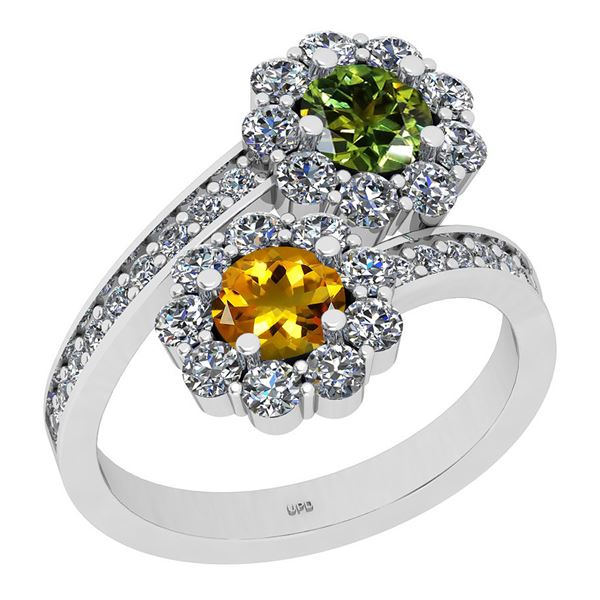 Certified 2.03 Ctw I2/I3 Multi Stone And Diamond 14K Wh