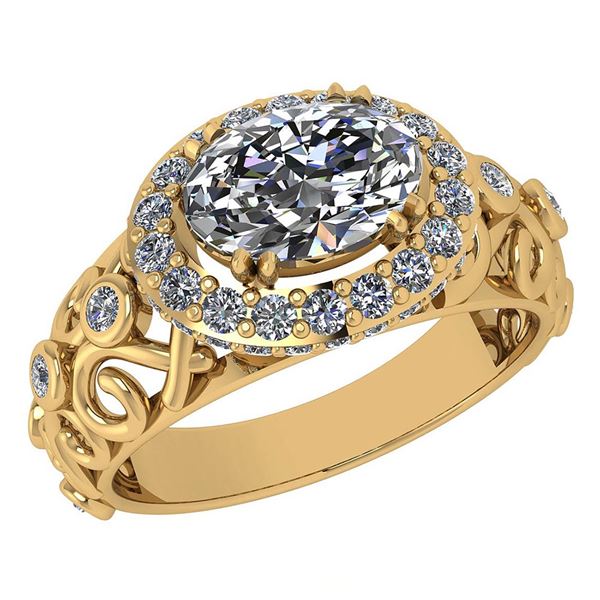 Certified 1.65 Ctw Diamond Wedding/Engagement 14K Yello