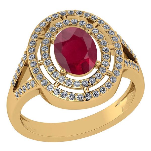 Certified 1.66 Ctw Ruby And Diamond 14k Yellow Gold Hal