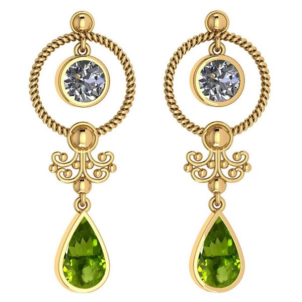 Certified 5.18 Ctw Peridot And Diamond SI2/I1 Dangling