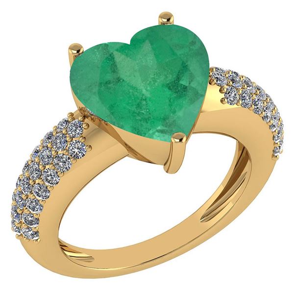 Certified 5.01 Ctw Emerald And Diamond VS/SI1 Ladies Fa