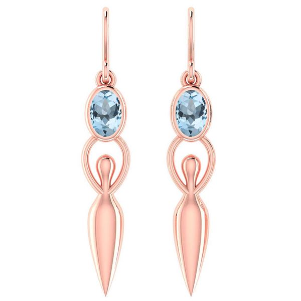 Certified 1.00 Ctw Aquamarine And Diamond 14k Rose Gold