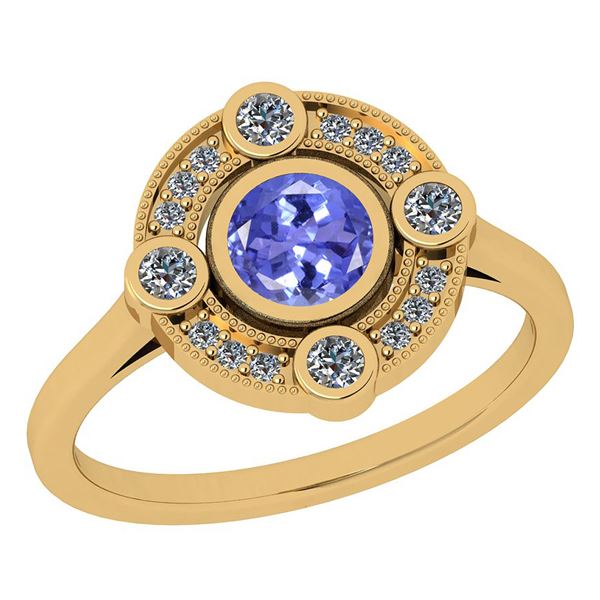 Certified 0.77 Ctw Tanzanite And Diamond 12/I3 14 K Yel
