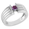 Image 1 : Certified 0.20 Ctw Amethyst Solitaire Ring 14K White Go