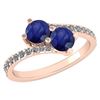 Image 1 : Certified 1.24 Ctw Blue Sapphire And Diamond Wedding/En