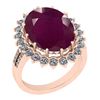 Image 1 : Certified 11.22 Ctw SI2/I1 Ruby And Diamond 14K Rose Go