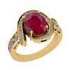 Image 1 : Certified 3.01 Ctw I2/I3 Ruby And Diamond 14K Yellow Go