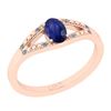 Image 1 : Certified 0.42 Ctw I2/I3 Blue Sapphire And Diamond 14K