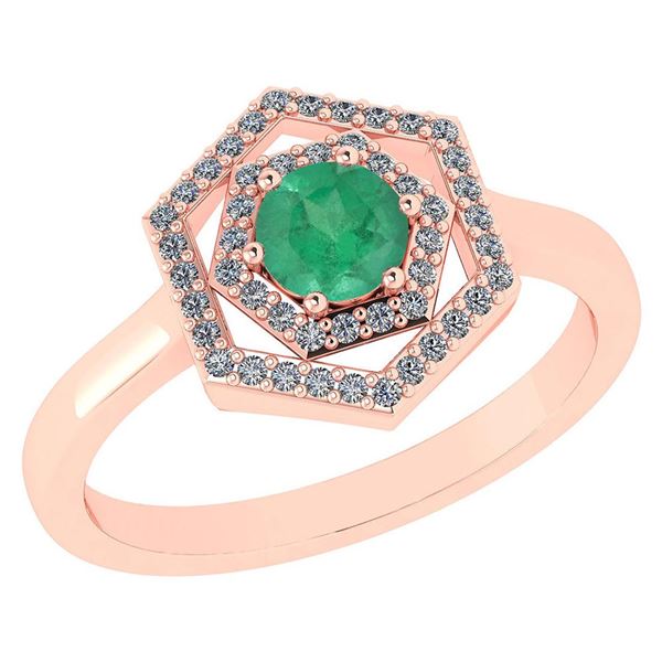 Certified 0.69 Ctw Emerald And Diamond 18K Rose Gold Ha