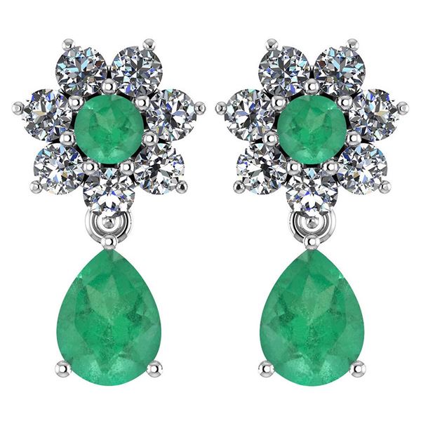 Certified 4.86 Ctw Emerald And Diamond Platinum Halo Da