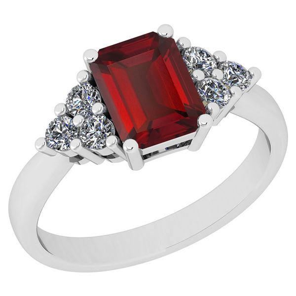 Certified 1.56 Ctw I2/I3 Garnet And Diamond 14K White G