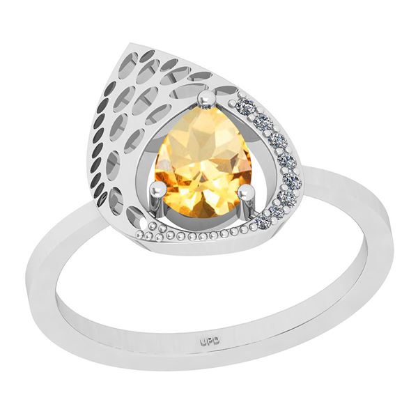 Certified 0.79 Ctw I2/I3 Citrine And Diamond 10K White