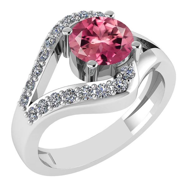 Certified 1.07 Ctw Pink Tourmaline And Diamond VS/SI1 H