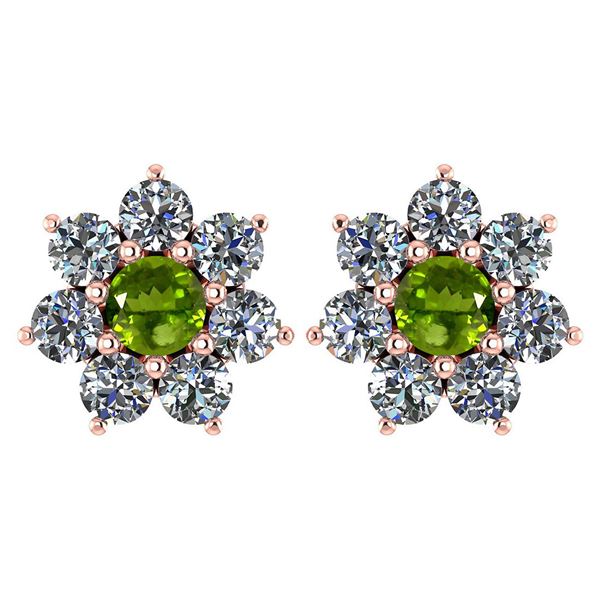 Certified 1.86 Ctw Peridot And Diamond 14k Rose Gold Ha