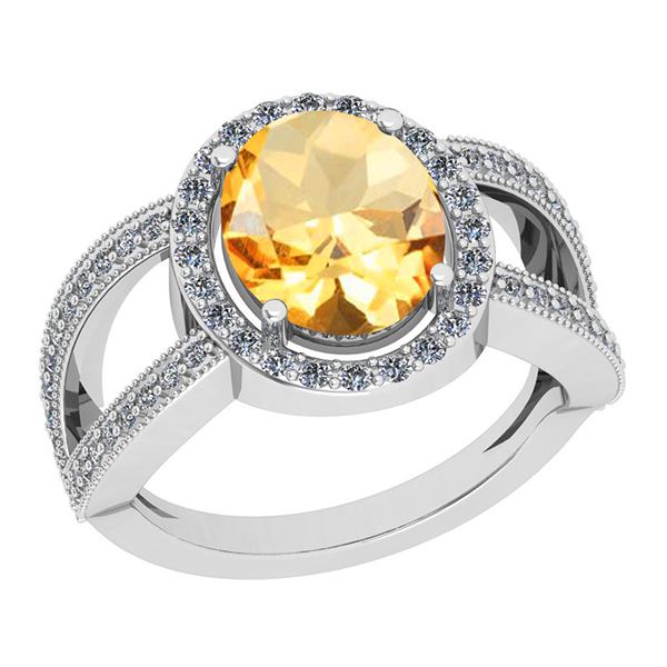 Certified 1.75 Ctw I2/I3 Citrine And Diamond 10k White