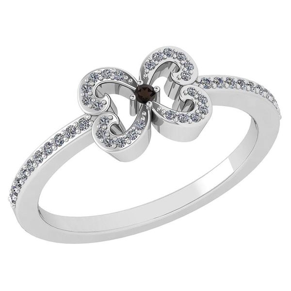 Certified 0.24 Ctw Smoky Quarzt And Diamond 14k White G