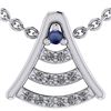 Image 1 : Certified 0.075 Ctw Blue Sapphire And Diamond 14k White