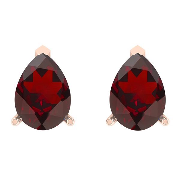 Certified 1.50 Ctw Garnet 14K Rose Gold Stud Earrings