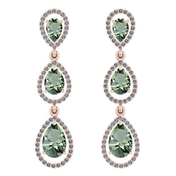 Certified 7.31 Ctw Green Amethyst And Diamond VS/SI1 Da