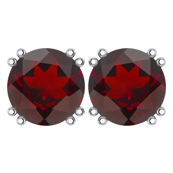 Certified 6.00 Ctw Genuine Garnet 14K White Gold Stud E