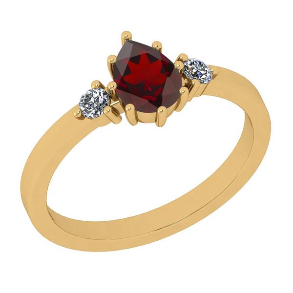 Certified 0.63 Ctw I2/I3 Garnet And Diamond 10K Yellow