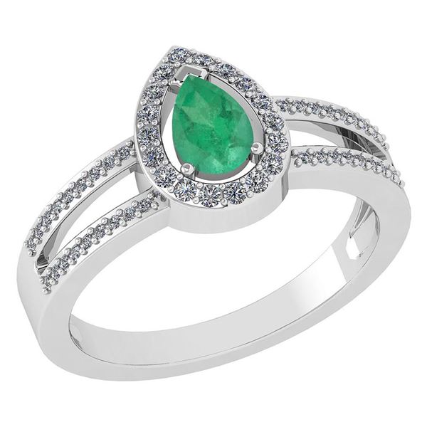 Certified 0.74 CTW Emerald And Diamond 14k White Gold H