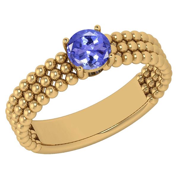 Certified 0.50 Ctw Tanzanite Solitaire 14K Yellow Gold