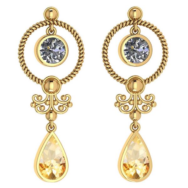 Certified 5.18 Ctw Citrine And Diamond SI2/I1 Dangling