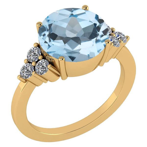 Certified 3.60 Ctw Blue Topaz And Diamond VS/SI1 Ring 1