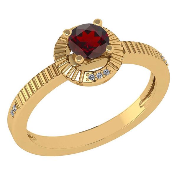 Certified 0.37 Ctw Garnet And Diamond 14k Yellow Gold H