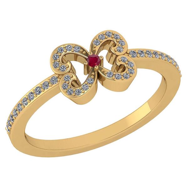 Certified 0.24 Ctw Ruby And Diamond 14k Yellow Gold Hal