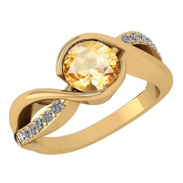 Certified 1.44 Ctw Citrine And Diamond 14k Yellow Gold