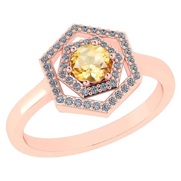 Certified 0.69 Ctw Citrine And Diamond 18K Rose Gold Ha