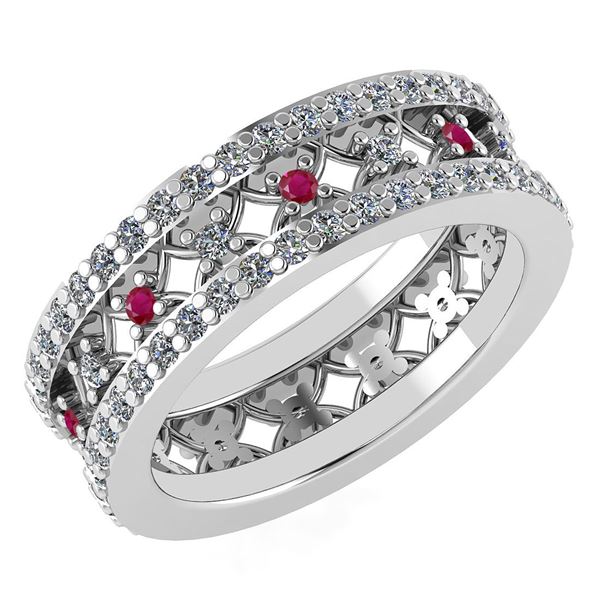 Certified 1.14 Ctw Ruby And Diamond 18K White Gold Halo