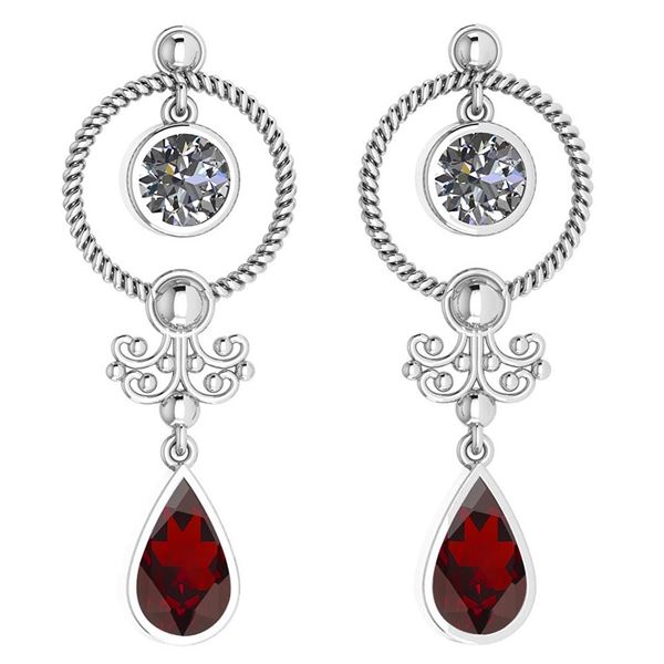 Certified 5.18 Ctw Garnet And Diamond SI2/I1 Dangling E