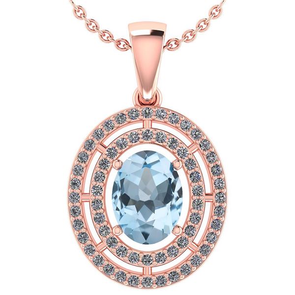 Certified 1.56 CTW Aquamarine And Diamond 14k Rose Gold