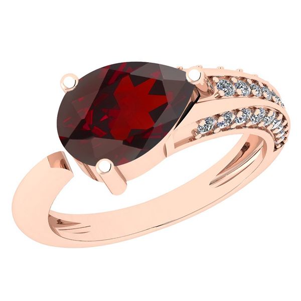 Certified 0.46 Ctw Garnet And Diamond VS/SI1 Ring 14k Y