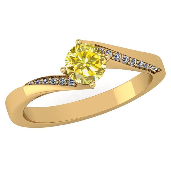Certified 1.09 Ctw Treated Fancy Yellow Diamond And Whi