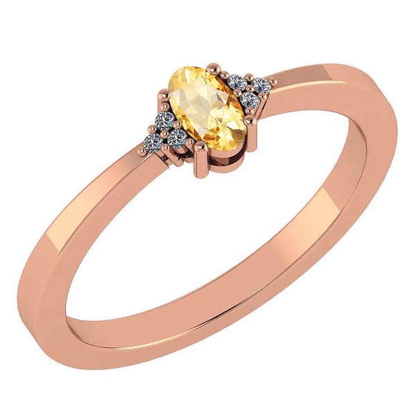 Certified 0.24 Ctw Citrine And Diamond 18K Rose Gold Ha