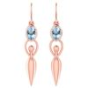 Image 1 : Certified 1.00 Ctw Aquamarine And Diamond 14k Rose Gold