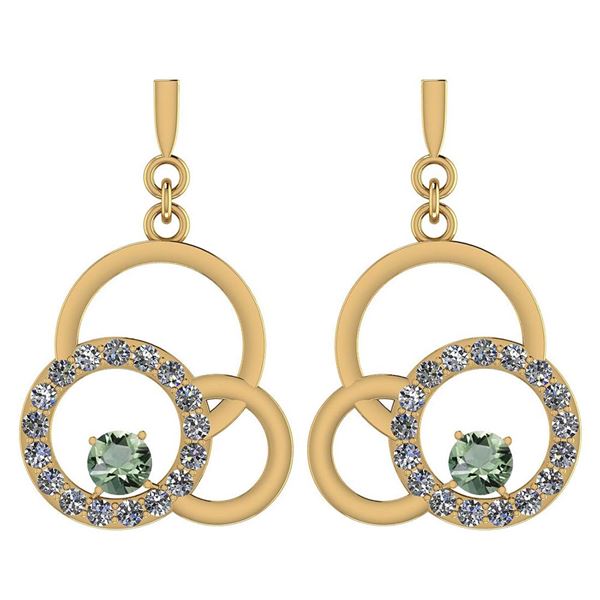 Certified 0.75 Ctw Green Amethyst And Diamond VS/SI1 Ea