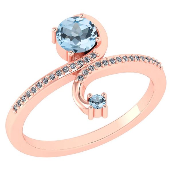 Certified 0.85 Ctw Aquamarine And Diamond 14k Rose Gold