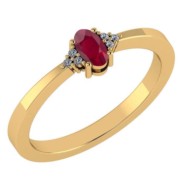 Certified 0.24 Ctw Ruby And Diamond 18K Yellow Gold Hal