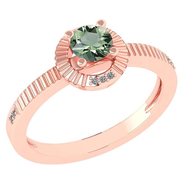 Certified 0.37 CTW Green Amethyst And Diamond 14k Rose