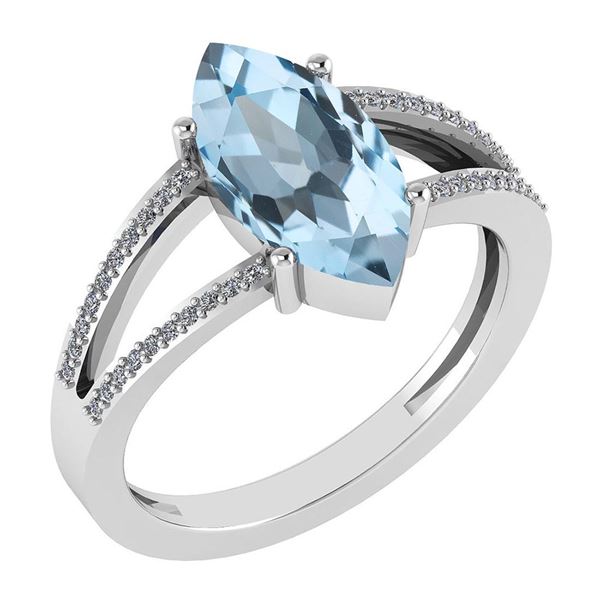 Certified 2.20 Ctw Blue Topaz And Diamond VS/SI1 Ring 1