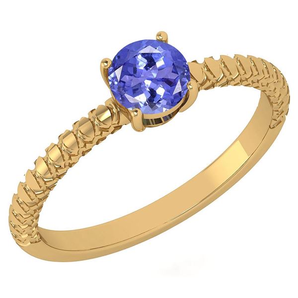 Certified 0.45 Ctw Tanzanite Solitaire Ring with Filigr