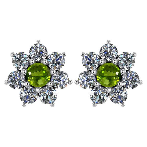 Certified 1.86 Ctw Peridot And Diamond 14k White Gold H