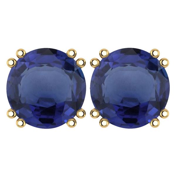 Certified 6.00 Ctw Genuine Blue Sapphire 14K Yellow Gol